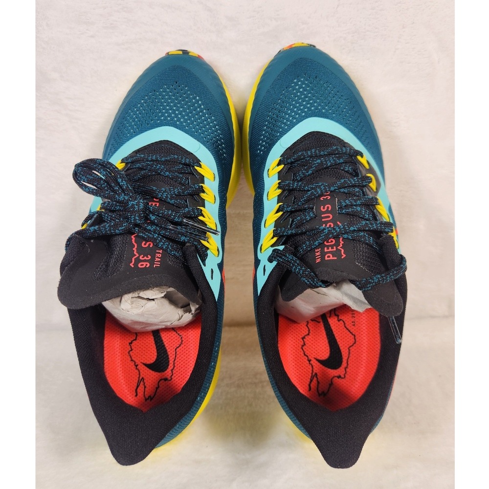 Nike Zoom Pegasus 36 Trail Running Shoes Teal Yellow Red AR5677-401 size 6M 7.5W - Picture 2 of 10